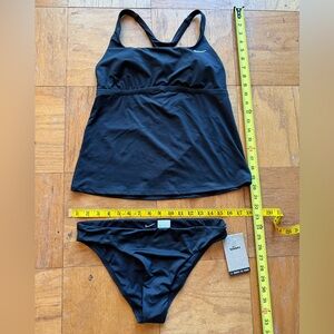 Nike Move To Zero Tankini Swimsuit 2 Pc Set Black - Size Med